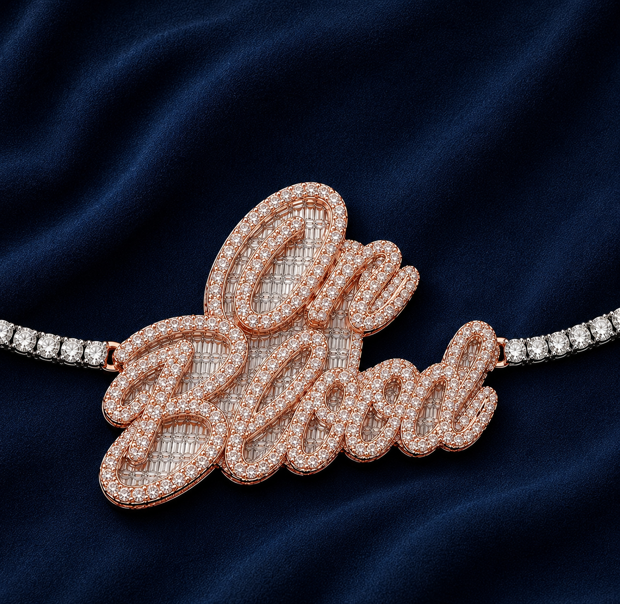 DeeRogers ‘On Blood’ Kustom Pendant w/ Tennis Chain